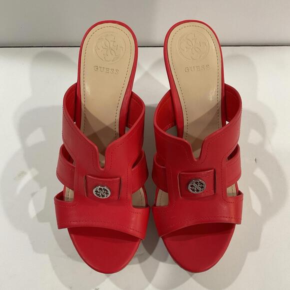Guess Red Sandals Size 6.5 Women’s - Picture 1 of 6
